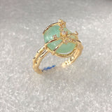 Aqua Chalcedony-Look Oval Gold Vine Ring