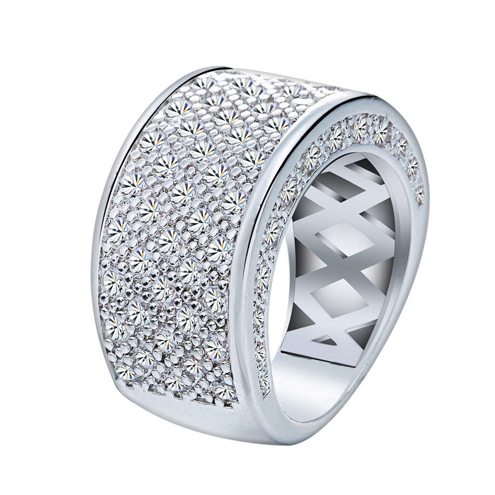 Wide Pavé CZ Lattice Cutout Band