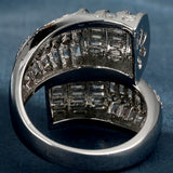 Baguette CZ Layered Wave Wide Ring