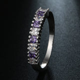 Purple and Clear CZ Half-Eternity Ring