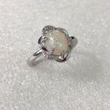 Opal-Look Oval Swirl Petal Ring