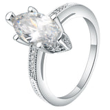 Marquise CZ Solitaire Pavé Band Ring