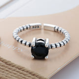Black CZ Antique Rope Band Ring