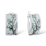 Pink CZ Cherry Blossom Tree Leverback Earrings
