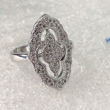 Pavé CZ Quatrefoil Openwork Shield Ring