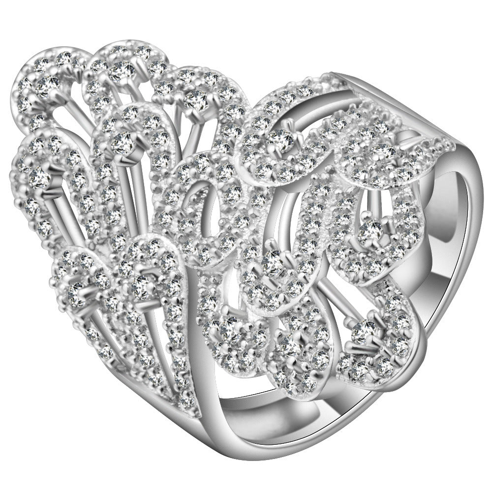 Pavé CZ Openwork Swirl Wide Ring