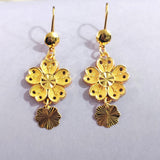 Flower Medallion Fan Charm Drop Earrings