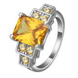 Yellow Emerald-Cut CZ Ladder Accent Ring