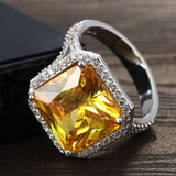 Yellow Cushion CZ Halo Statement Ring