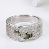 Olive Marquise CZ Leaf Pavé Wide Ring