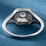 Round CZ Engraved Men's Signet Ring