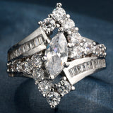 Marquise CZ Chevron Crown Band Ring