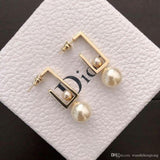 Square Open Hoop Pearl-Look Drop Earrings