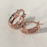 Rose Gold Scattered CZ Hoop Earrings