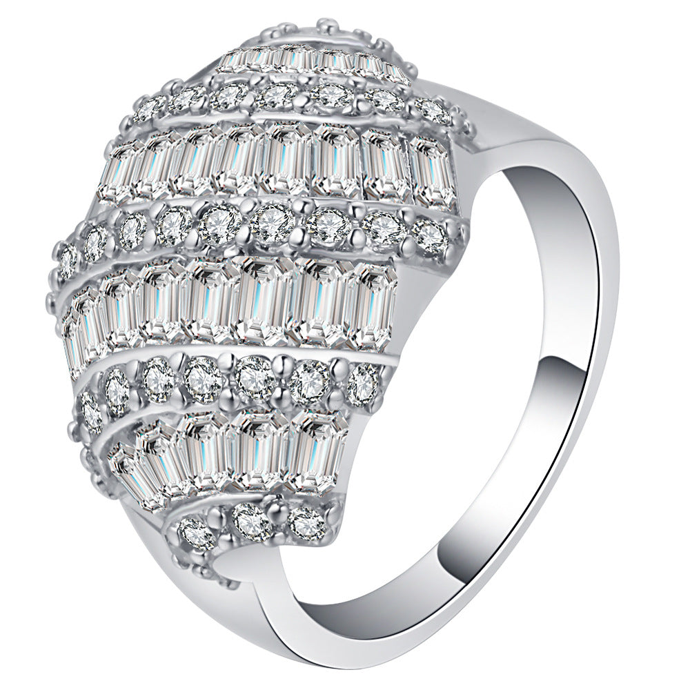 Baguette CZ Tiered Dome Statement Ring