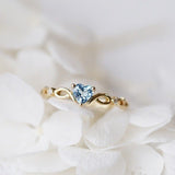 Aqua Heart CZ Infinity Gold Ring