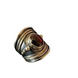 Garnet-Red Stacked Two-Tone Coil Ring