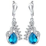 Aqua Pear CZ Swirl Jewelry Set
