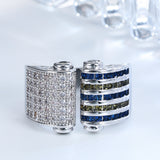 Blue Yellow Channel CZ Wide Ring