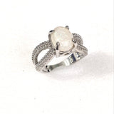 Opal-Look Oval Split Pavé Shank Ring