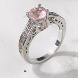 Pink Round CZ Filigree Solitaire Ring