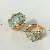 Aqua Marquise CZ Cluster Huggie Earrings