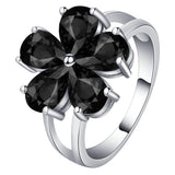 Black CZ Flower Drop Jewelry Set