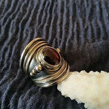 Garnet-Red Stacked Two-Tone Coil Ring