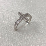 Pave CZ Sideways Cross Ring