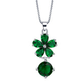 Emerald-Green CZ Flower Drop Jewelry Set