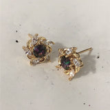 Rainbow Mystic CZ Gold Pinwheel Stud Earrings