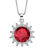 Ruby-Red Sunburst Halo Jewelry Set