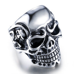 Silver Pirate Skull Biker Ring