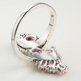 Pink Oval CZ Cascade Bypass Ring