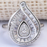 Baguette CZ Spiral Teardrop Statement Ring