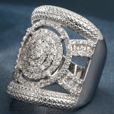 Pavé CZ Round Dome Wide Shield Ring