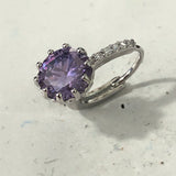 Sapphire-Blue Round CZ Solitaire Huggie Drop Earrings