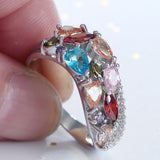 Multicolor Pear CZ Scatter Pave Ring