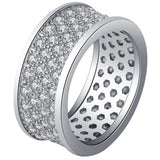 Wide Triple-Row Pavé CZ Band Ring