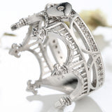 Heart Lock Crown CZ Ring