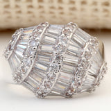 Baguette CZ Tiered Dome Statement Ring