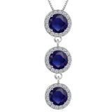Sapphire-Blue Round CZ Halo Drop Jewelry Set