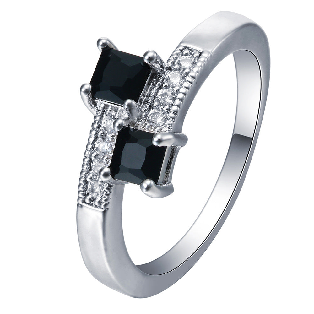 Black Princess CZ Toi Et Moi Ring