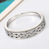 Openwork Lattice Pattern CZ Band Ring