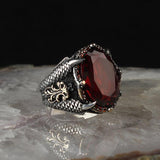 Ruby-Red Oval Dragon Claw Ring