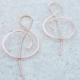 Rose Gold Treble Clef Wire Earrings