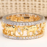 Gold Elephant Family CZ Eternity Band