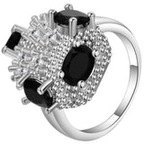 Black Oval CZ Cluster Jewelry Set