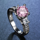 Pink Round CZ Princess Side Ring