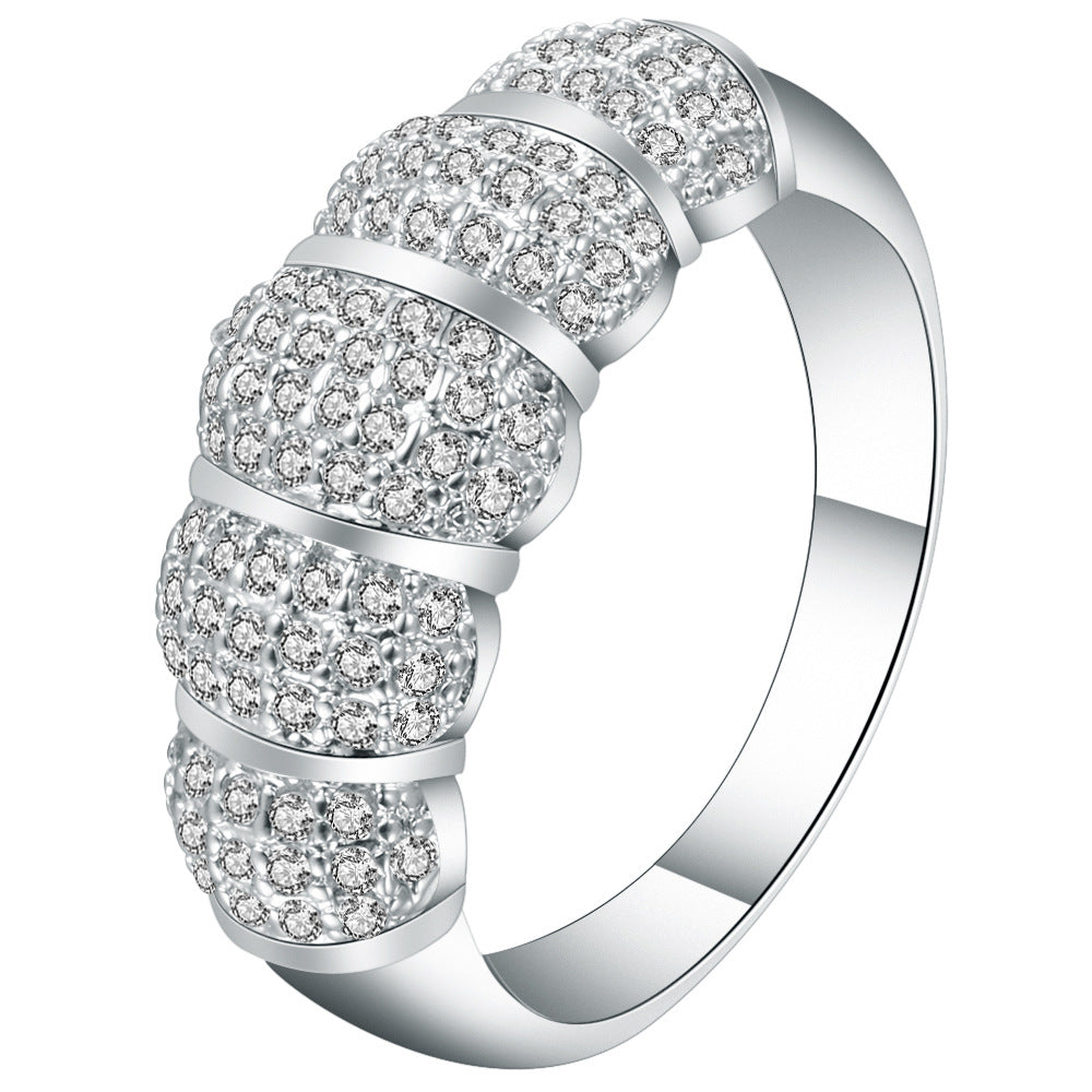 Pavé CZ Ribbed Segment Dome Ring